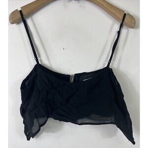 Reformation Black Crop Top Camisole Shirt double layer 100% Viscose Bralette 4